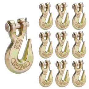 5/16" Clevis Grab Hooks, Tow Hook Grade 70 Forged Steel 5400 lbs WLL for Truck Trailer Tow Chain Transport (10 Pack)