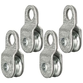 4 Pack Small Snatch Cable Pulley Block for 6mm / 0.23 Inch Wire Rope, Single Pulley Wheel Bearing Inside, Load 70 Lb