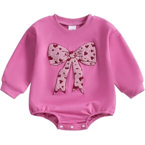 Kayotuas Baby Girl Christmas Outfit Pink Santa Embroidered Sweatshirt Romper Long Sleeve Bodysuit Jumpsuit Cute Fall Clothes