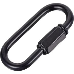 MECCANIXITY Chain Connectors, 4mm Thick Quick Link Screw Lock Oval Clips for Chandelier Pendant Lights, Black, Pack of 4