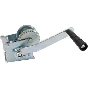 Hand Winch Boat Trailer Winch 2500lbs Heavy Duty Hook with 23ft Black Polyester Strap, Two Way Ratchet Portable Manual Winch for Trailers ATV UTV Boat Marine
