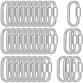 200PCS 2 Inches Chain Quick Links, M5 Screw Galvanized Steel Heavy Duty Chain Links, 3/16" Locking Carabiners for Connecting Hammock, Key Chain, Pet Leash,Gym,Camping 650 Lbs Capacity