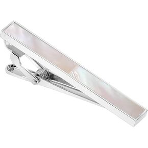 Mother of Pearl Tie Clips for Men, TAIGRAMA Gold Tie Clip for Regular Ties and Skinny Ties, Tie Bar and Tie Pin Suitable for Wedding Anniversary Business Professional and Best Gift