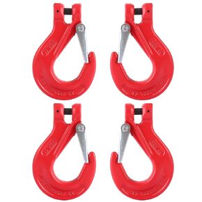 JMIATRY 4PCS Clevis Slip Hook 3/8 Inch Chain Hooks Drop Forged G80 Steel Clevis Hook with Safety Latch 4400 lbs Load Limit