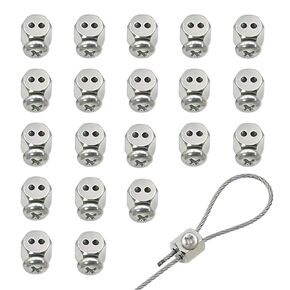 20 Pcs Upgraded Wire Rope Cable Clamp/Cable Clips for Christmas Light Clips, Wire Clamp (for 1-2mm Wire Rope Clamp)