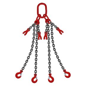SCIEO Chain Sling 5/16 Inch x 10 Ft Quad Leg Lifting Chain with 4 Leg Grab Hooks and Adjusters, G80 Heavy Duty Lift Sling Chains for Engine Hoist 5 Ton Capacity,10FT