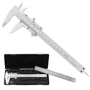 Non Digital Vernier Caliper, 6"/150mm Stainless Steel Caliper Measuring Tool, High Precision Micrometer Carbon Caliper, 1/128" & 0.05mm Dual Reading Scale