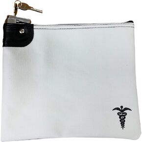 Medication Bag Heavy Canvas Standard Keyed Lock Storage Case White