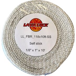 LavaLock® 1 x 1/8 x 10 ft Adhesive Backed Wood Stove Door Gasket Fiberglass Seal SELF Stick Flat Tape