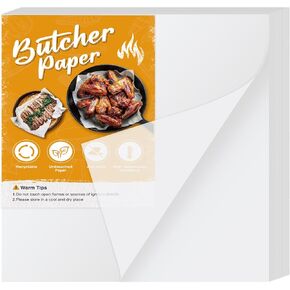 NEBURORA 60Pcs White Butcher Paper Sheets No Wax Disposable Butcher Paper Precut Square Wrapping Paper for Smoking Meats, Butcher Paper for Sublimation Heat Press 12 x 12 inch