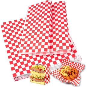115pcs Deli Paper Sheets 12x12", Sandwich Wrapping Paper, Checkered Wax Paper Sheets for Food, Premium Grease Resistant Food Basket Liners, Food Paper Sheets, and Paper Liners for Food Baskets