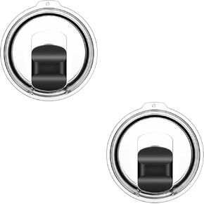 Tumbler Lids for Yeti, 2 Pack Replacement Lids for Yeti 20 oz Tumbler with Magnetic Slider Replacement, 10/24 oz Mug, 10 oz Lowball, Compatible for Ozark Trail, Old Style Rtic(Black+Black)