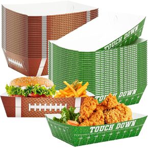 50PCS Super Bowl Party Supplies, Football Paper Snack Tray, Large Disposable Food Tray, Party Snacks Serving Trays for Taco Fries Hot Dog Super Bowl Decorations 2024 Party Favors Table Decor