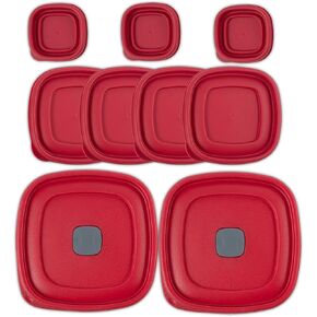 Replacement Lids for Rubbermaid Food Storage Containers - Includes 9 Lids: (3) Fits 1/2-Cup, (4) Fits 1.25-Cup, and 2-Cup Sizes, (2) Fits 3/5/7 Cup Sizes, Vented (Red)