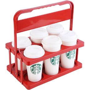 Reusable Drink Carrier with Handle for Doordash, Eats, Grubhub, Portable Cup/Coffee Holder Accessories for Delivery, Foldable Drinks Caddy with Tray, Car Durable Plastic Festive Bottle, Vacation