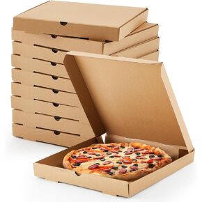 10 Pcs Pizza Boxes 16 x 16 Inches Corrugated Pizza Box, Grease Resistant Kraft Takeout Containers Packing Boxes for Homemade Pizza, Cake, Cookies, Food and Crafts