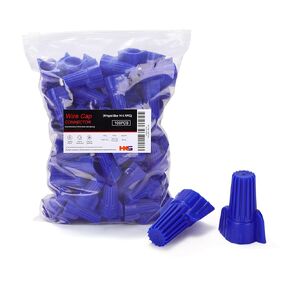 HKS 100 PCS Blue Wire Nuts - AWG 14-6 Winged Electrical Wire End Connector - Twist-On Screw Caps Insulated Insertion with Spring Portable & Quick to Connect (Blue(AWG 14-6))