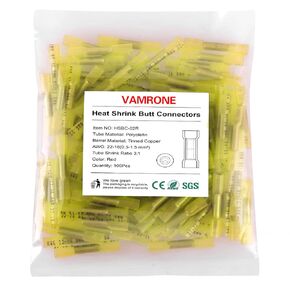 Heat Shrink Butt Wire Connectors, 100Pcs 22-16 AWG Red Insulated Waterproof Electrical Wire Connectors Automotive Marine Grade Wire Crimp Terminals Butt Splices, Ideal for Boat, Truck, Red