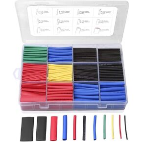 560PCS Heat Shrink Tubing 2:1, Eventronic Electrical Wire Cable Wrap Assortment Electric Insulation Heat Shrink Tube Kit with Box(5 colors/12 Sizes), Black, Red, Blue, Yellow, Green