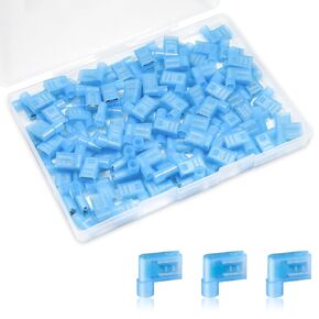 80PCS Quick Disconnect Flag Connector, Nylon Right Angle Spade Connectors 22-10AWG, 90 Degree Spade Connector Red/Blue/Yellow, Flag Spade Terminals.