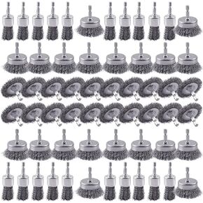 Rocaris 6 Pack Carbon Steel Wire Wheel and Pen Brush Set with 1/4-Inch Hex Shank for Rust Removal, Corrosion and Scrub Surfaces