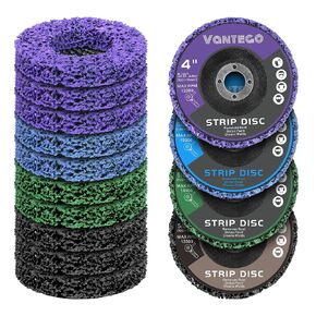 10-Pack 4" x 5/8" Paint Stripping Discs for Angle Grinder Rust Remover Metal Stripping Quick Removal Grinding Wheel Replacement (Purple ×3, Black ×3, Blue ×2, Green ×2)