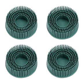HARFINGTON 4pcs Bristle Disc 2" 50 Grit Abrasive Brush Deburring Electric Disc Brush with Quick Change Roll Lock Abrasive Coating Removal Disc for Metal, Green