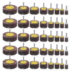 40 Pack 1/4" Abrasive Flap Wheel Sander Set, Rocaris 80 Grit Aluminum Oxide Flap Wheels Cylindrical Shape Sanding Wheel, 8 Sizes