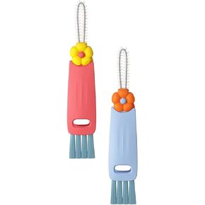3 in 1 Cup Lid Cleaning Brush，Cup Lid Cleaning Brush Set, Cup lid Cleaning Brush, Cup Mouth Scrubber for Bottle Tight Spaces Cup and Sealed Food Storage containers with lids（Pink and Blue.
