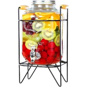 Thalassa Drink Dispenser - Drink Dispensers for Parties, 2 Gallon Drink Dispenser, Beverage Dispenser, Glass Drink Dispenser, Beverage Dispenser with Stand, Juice Dispensers for Parties