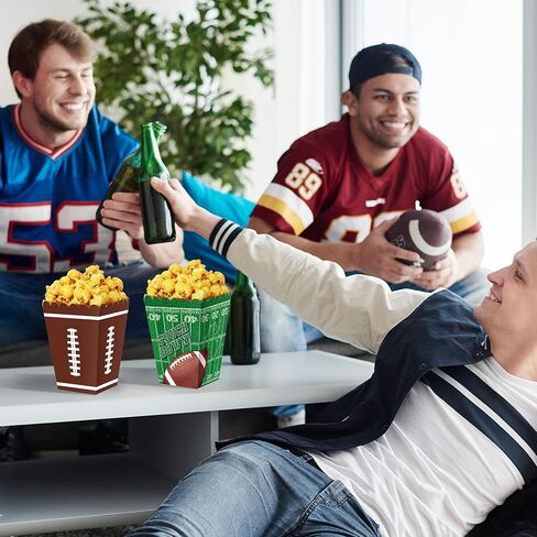 24 PCS Football Party Supplies Kit, Football Popcorn Boxes, Football Popcorn Buckets, Disposable Touchdown Theme Popcorn Container for Football Game Day Celebrations Party Favors in Saudi Arabia