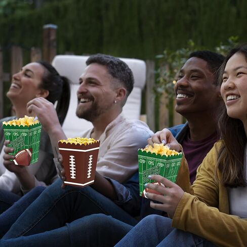 24 PCS Football Party Supplies Kit, Football Popcorn Boxes, Football Popcorn Buckets, Disposable Touchdown Theme Popcorn Container for Football Game Day Celebrations Party Favors in Saudi Arabia