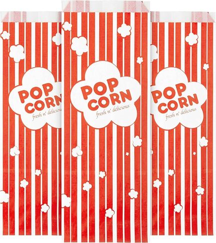 2 oz Paper Popcorn Bags Bulk (100 Pack) Large Red & White Pop-corn Bag Disposable for Carnival Themed Party, Movie Night, Halloween, Popcorn Machine Accessories & Supplies, Individual Servings in Saudi Arabia