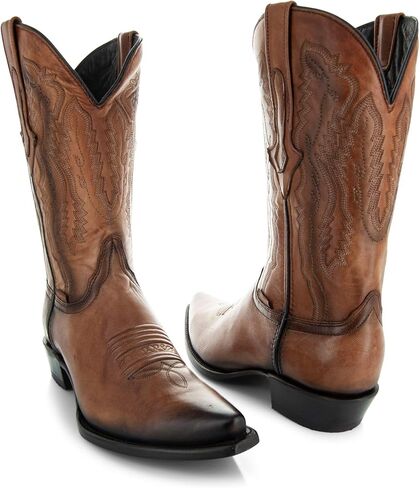 Soto Boots Mens Burnished Snip Toe Cowboy Boots H50030 (9.5) Brown in Saudi Arabia