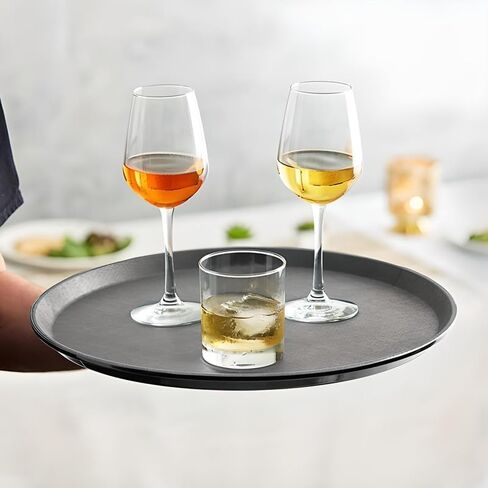 OCS Parts Pro Series 4-Pack 14" Round Gray Plastic Serving Trays with No Slip Base | Restaurant Style Food and Drink Carrying Tray for Restaurants, Parties, Home and Events in Saudi Arabia