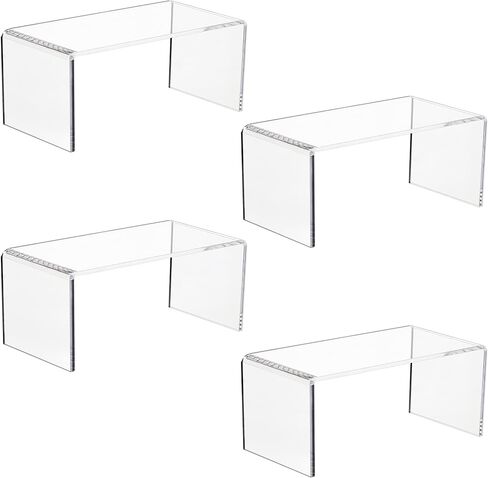 Durable 2-Pack Large Clear 5mm Thick Acrylic Display Risers for Funko POP figures,Retail Display, Display Riser Shelf Showcase Fixtures for Jewelry (4, 8''x 4''x 4.5'') in Saudi Arabia