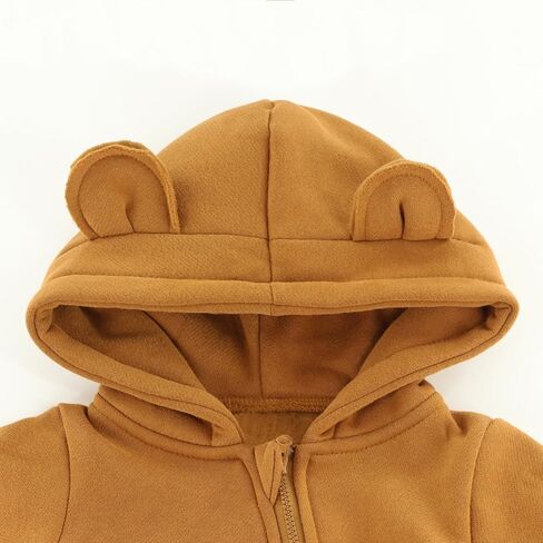 Baby Jumpsuit Hoodie Romper Zipper Long Sleeve One Piece Outfits Warm Clothes for Boy Girl 0-24 Months in Kuwait