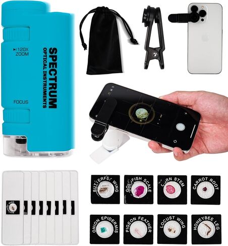 EasyMicro LED Lighted Pocket Microscope 60-120X Magnification Yellow Color in Saudi Arabia