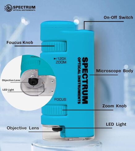 EasyMicro LED Lighted Pocket Microscope 60-120X Magnification Yellow Color in Saudi Arabia