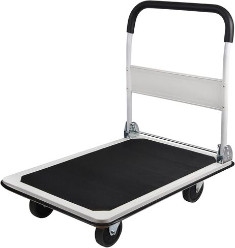 LEADALLWAY Foldable Push Cart Platform Cart 330lbs Capacity 4 Wheels 28.7x18.5x32.3inches White Small Flatbed Cart in Saudi Arabia