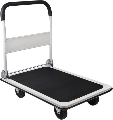 LEADALLWAY Foldable Push Cart Platform Cart 330lbs Capacity 4 Wheels 28.7x18.5x32.3inches White Small Flatbed Cart in Saudi Arabia