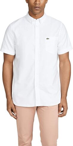 قميص رجالي من Lacoste بأكمام قصيرة وياقة أكسفورد مع أزرار سفلية مقاس عادي in Saudi Arabia