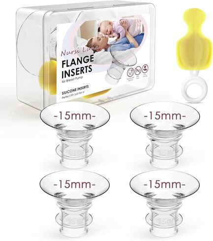 Flange Insert 17mm for 24mm Flange/Shield of Most Pumps, Flange Sizing Kit with Storage Box, Silicone Breast Pump Flange Insert, Cleaning Brush, Pumping Breastfeeding Essentials, 4PCS 17mm in Kuwait