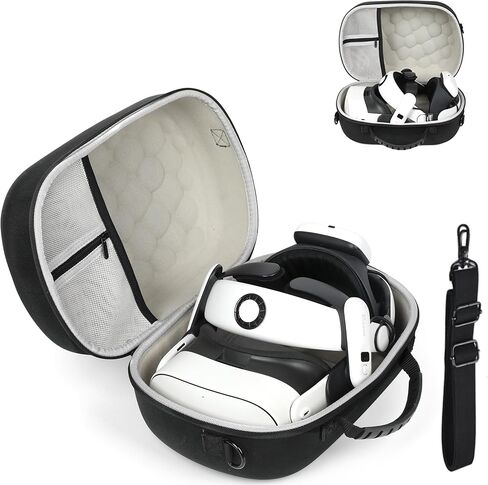 حقيبة حمل صلبة لجهاز Meta Quest 3S/3، سماعة رأس VR وأجهزة تحكم تعمل باللمس، حافظة واقية مقاومة للصدمات متوافقة مع حزام Quest 3/3S Elite والملحقات الأخرى، حقيبة حمل للسفر فقط (أسود) in Kuwait