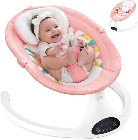 LAREX Baby Swing for Infants, Electric Baby Swings for Newborns Portable Babies Swing with 5 Speeds, Bluetooth Music, Remote Control, Grey in Saudi Arabia