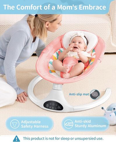 LAREX Baby Swing for Infants, Electric Baby Swings for Newborns Portable Babies Swing with 5 Speeds, Bluetooth Music, Remote Control, Grey in Saudi Arabia
