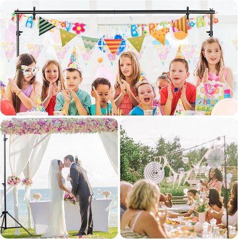 10x7ft Adjustable Photography Backdrop Stand Kit – Photo Studio Background Support with 4 Crossbars, 4 Clamps, 2 Sandbags (with 10 * 7 Feet Black Backdrop Curtain) in Saudi Arabia