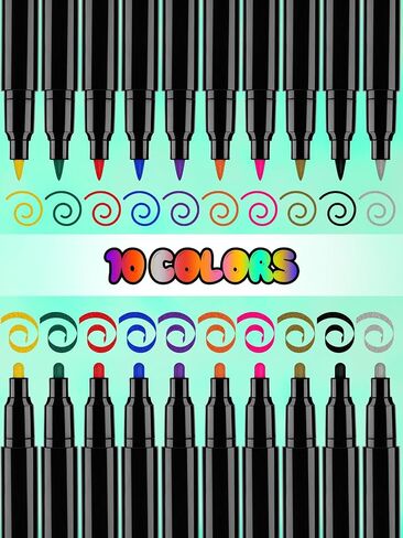 EBANKU Temporary Tattoo Markers for Skin, 6-Count Dual-End Body Markers + 3 Sheets Foil Body Stickers + 9 Colors Glitter Eye Shadow, Flexible Brush Tip, Bold and Fine Lines Tattoo Pens, Cosmetic-Grade in Saudi Arabia