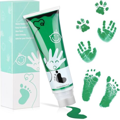 75ml Pink Baby Hand and Footprint Ink Kit, Baby Handprint Footprint Paint, Dog Cat Paw Print Kit, Washable, Non Toxic Acid-Free, Safe Gentle for Home Christmas New Year DIY Keepsake Stamp in Saudi Arabia
