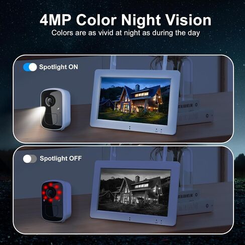 Solar Camera Outdoor Wireless, 4MP WiFi Battery Powered Security Camera with PIR Motion Detection, Floodlight Color Night Vision, 2-Way Audio, Work with Alexa in Saudi Arabia